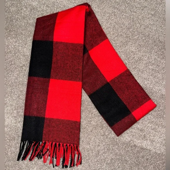J. Crew Red and Black Scarf - Picture 1 of 4